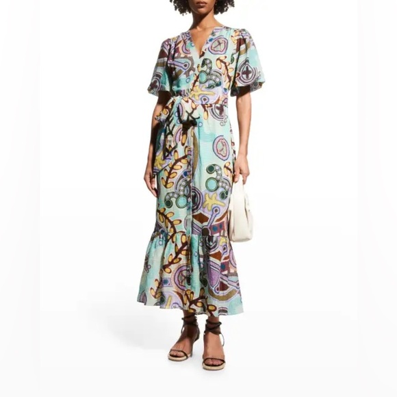 Marie Oliver Barby Abstract Print Tiered Maxi Dress Size 2 - Picture 1 of 11